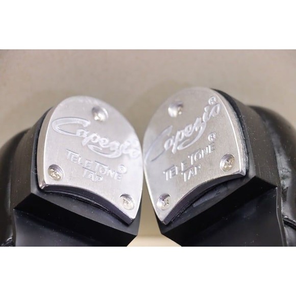 capezio teletone size 2w tap shoes little girls wide black maryjane 3800 dance - Picture 9 of 9